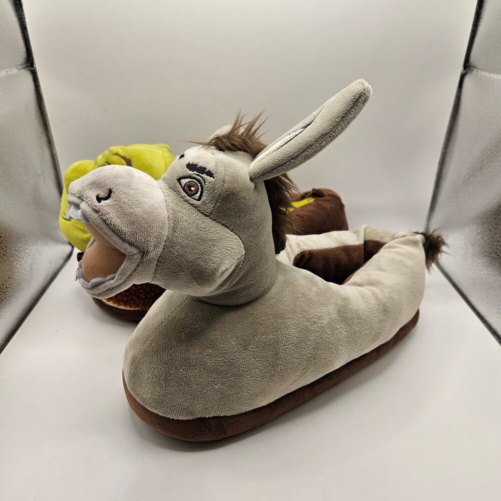 DREAMWORKS SHREK & DONKEY ADULT XL PLUSH CHARACTER SLIPPERS NOVELTY HOUSE SHOES
